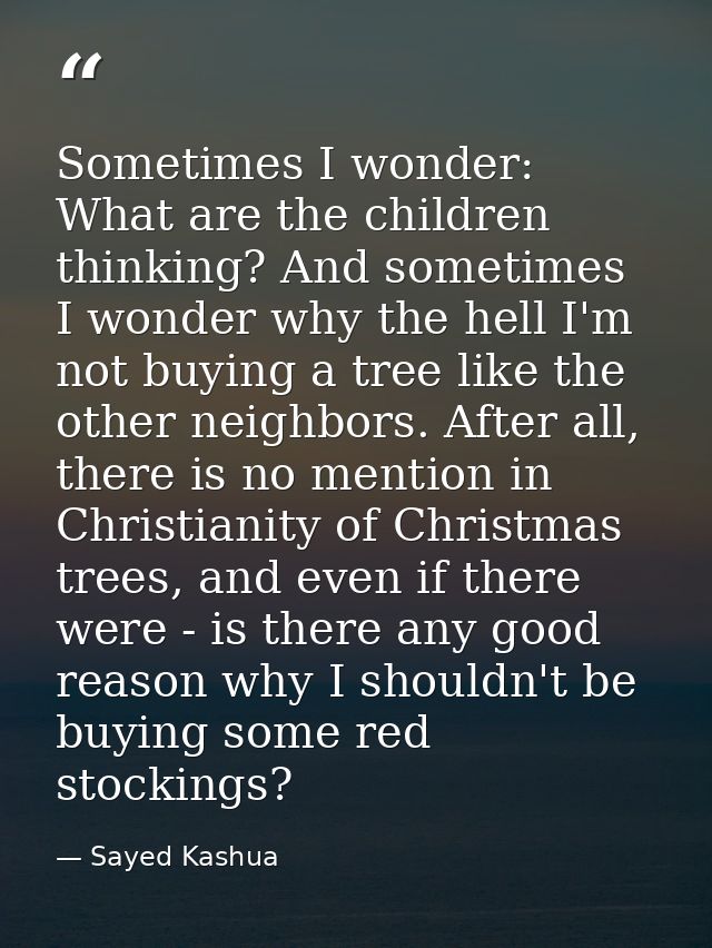 Sometimes I wonder: What are the children thinking? And sometimes I wonder why the hell I'm not buying a tree like the o — Sayed Kashua