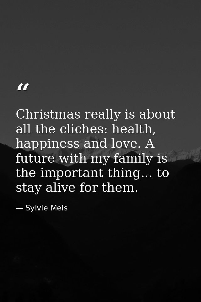 Christmas really is about all the cliches: health, happiness and love. A future with my family is the important thing... — Sylvie Meis