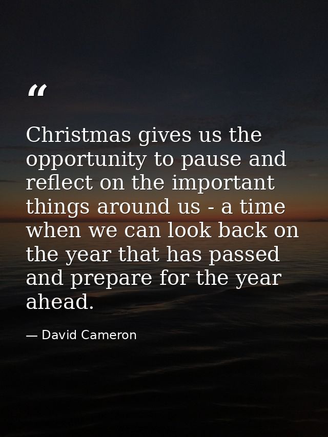 Christmas gives us the opportunity to pause and reflect on the important things around us - a time when we can look back — David Cameron