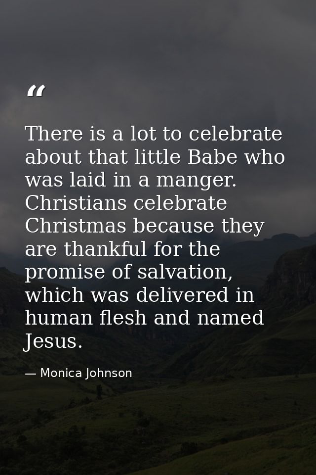 There is a lot to celebrate about that little Babe who was laid in a manger. Christians celebrate Christmas because they — Monica Johnson