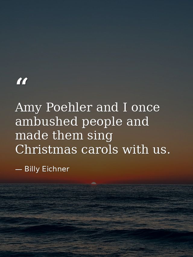 Amy Poehler and I once ambushed people and made them sing Christmas carols with us. — Billy Eichner