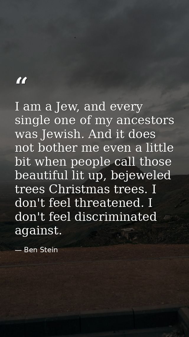I am a Jew, and every single one of my ancestors was Jewish. And it does not bother me even a little bit when people cal — Ben Stein