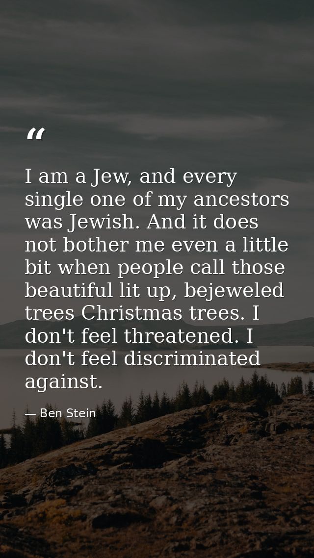 I am a Jew, and every single one of my ancestors was Jewish. And it does not bother me even a little bit when people cal — Ben Stein