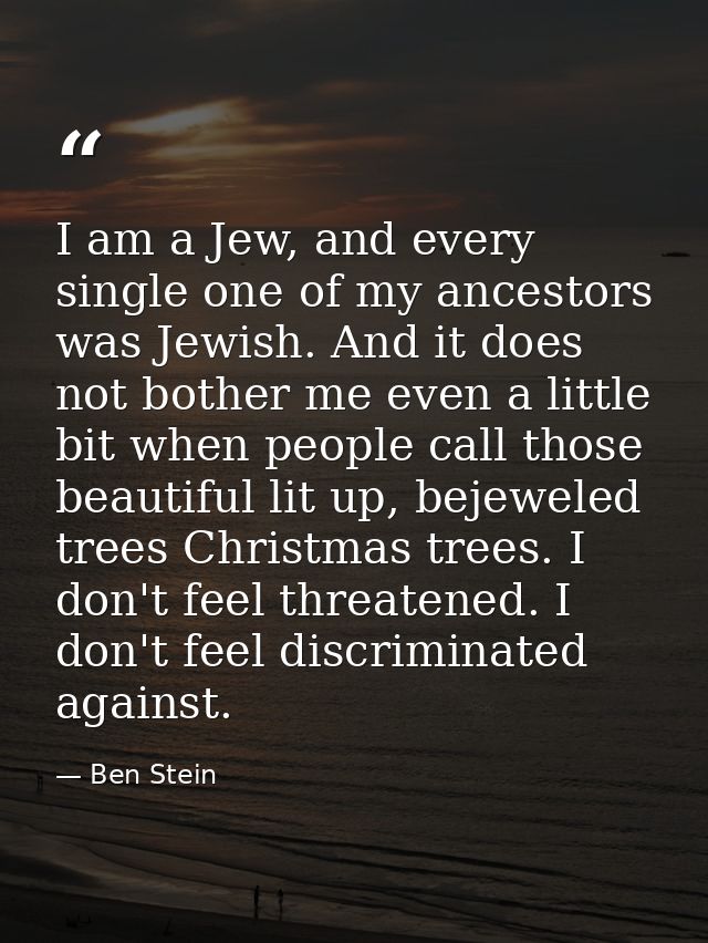 I am a Jew, and every single one of my ancestors was Jewish. And it does not bother me even a little bit when people cal — Ben Stein