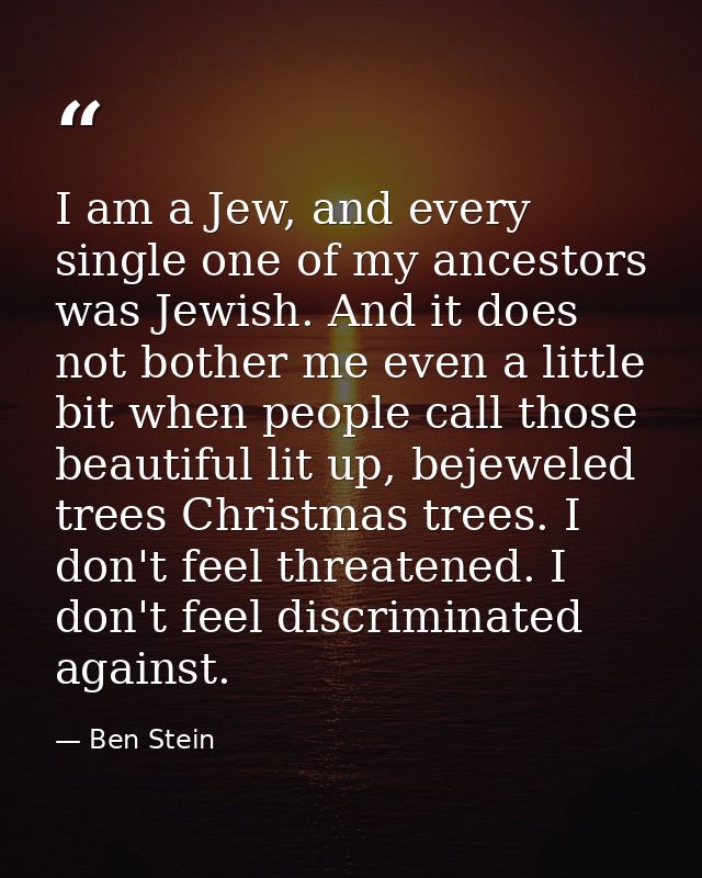 I am a Jew, and every single one of my ancestors was Jewish. And it does not bother me even a little bit when people cal — Ben Stein