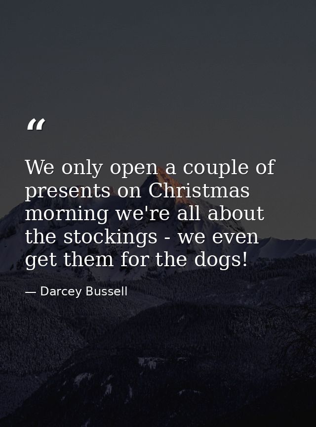 We only open a couple of presents on Christmas morning we're all about the stockings - we even get them for the dogs! — Darcey Bussell