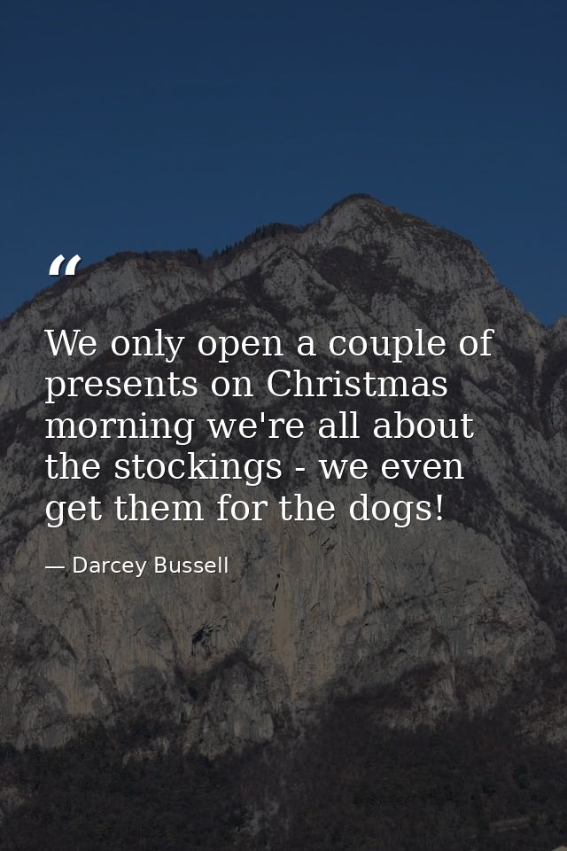 We only open a couple of presents on Christmas morning we're all about the stockings - we even get them for the dogs! — Darcey Bussell