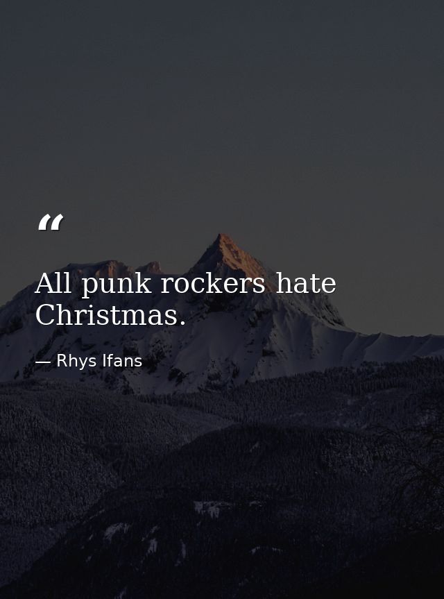 All punk rockers hate Christmas. — Rhys Ifans