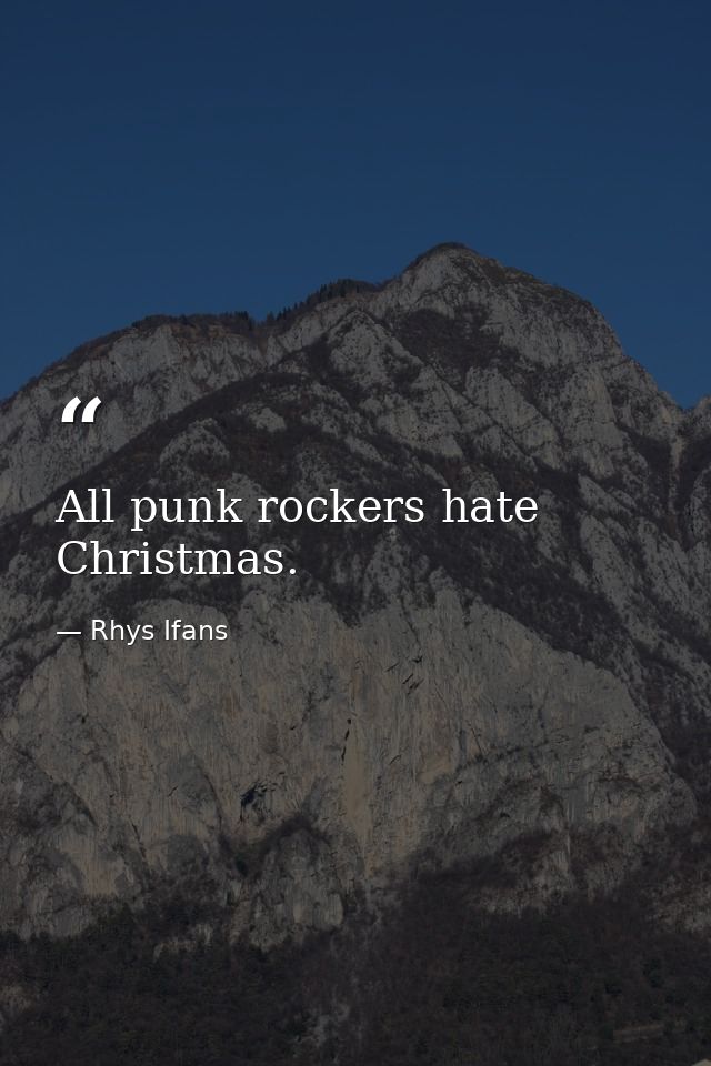 All punk rockers hate Christmas. — Rhys Ifans