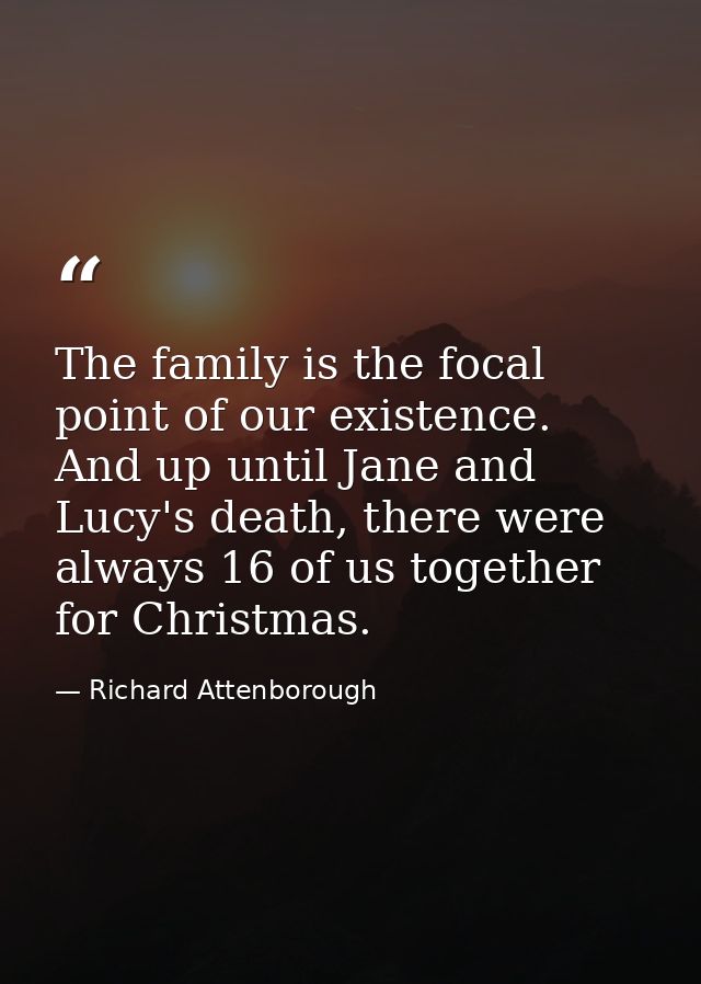 The family is the focal point of our existence. And up until Jane and Lucy's death, there were always 16 of us together  — Richard Attenborough