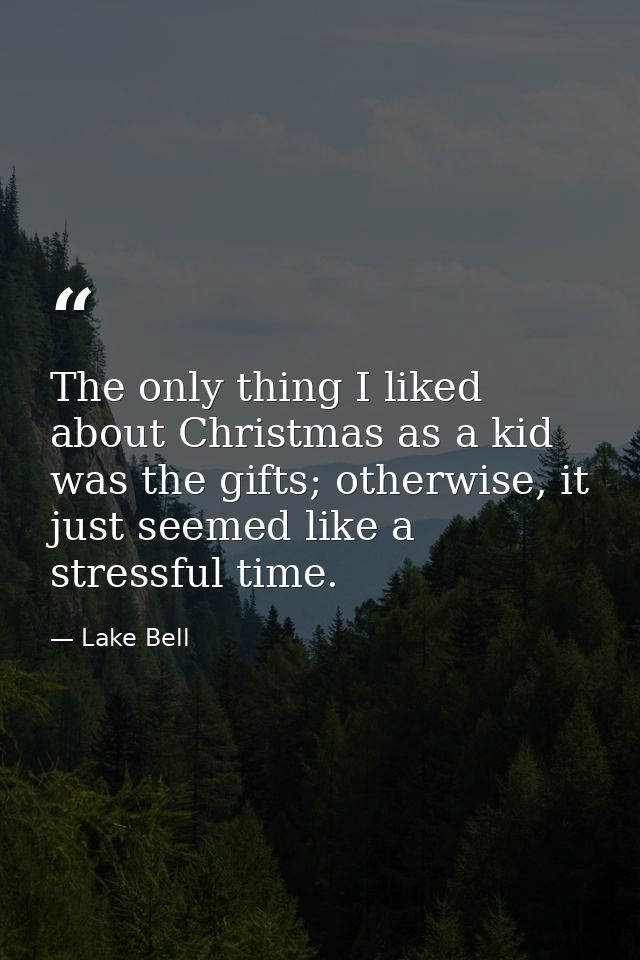 The only thing I liked about Christmas as a kid was the gifts; otherwise, it just seemed like a stressful time. — Lake Bell