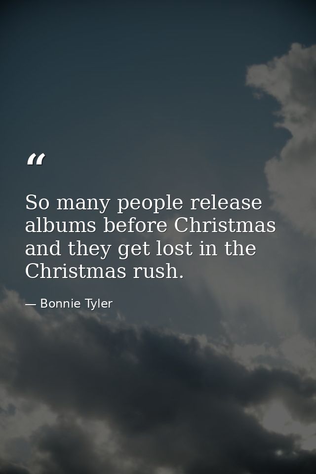So many people release albums before Christmas and they get lost in the Christmas rush. — Bonnie Tyler