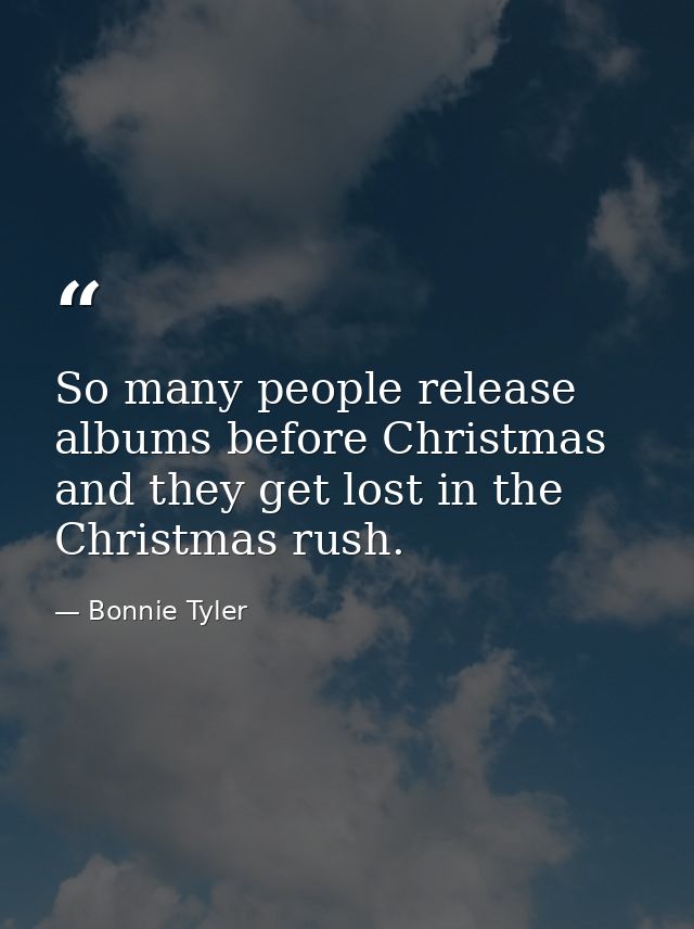 So many people release albums before Christmas and they get lost in the Christmas rush. — Bonnie Tyler