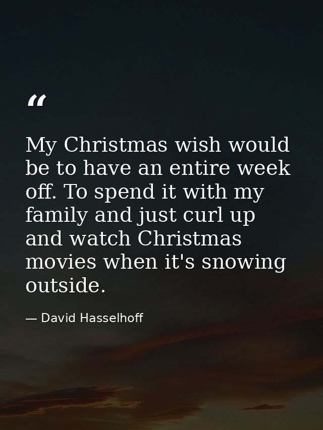 My Christmas wish would be to have an entire week off. To spend it with my family and just curl up and watch Christmas m — David Hasselhoff