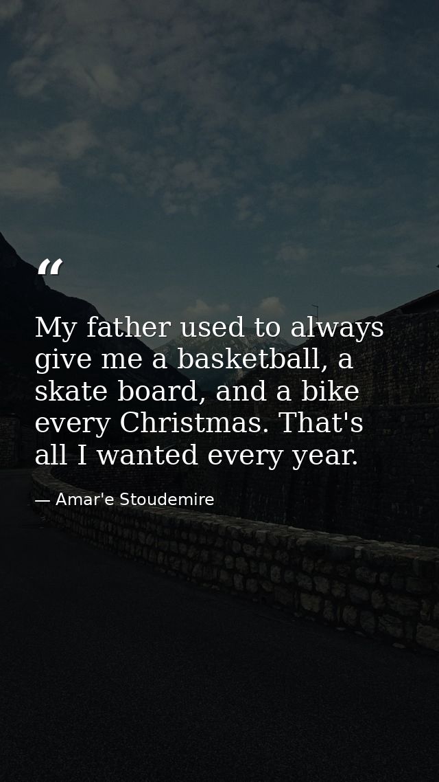 My father used to always give me a basketball, a skate board, and a bike every Christmas. That's all I wanted every year — Amar'e Stoudemire