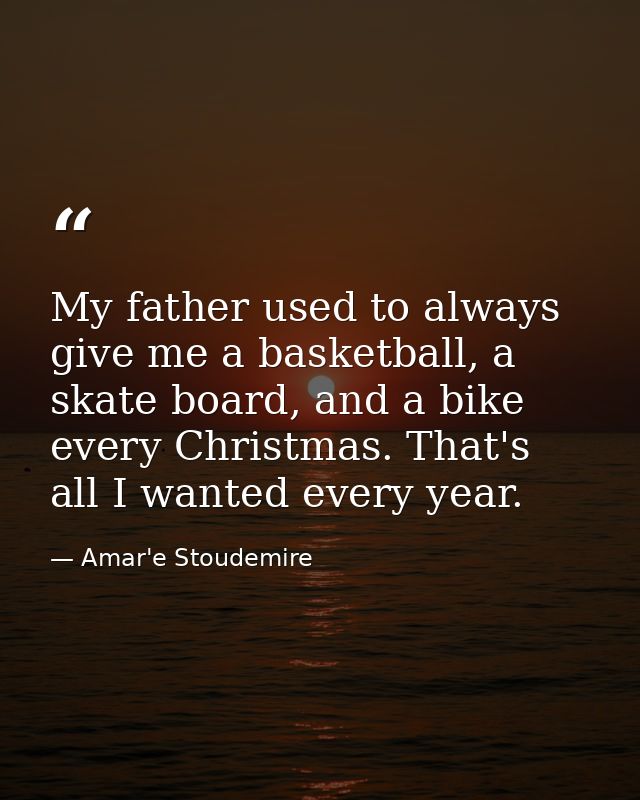 My father used to always give me a basketball, a skate board, and a bike every Christmas. That's all I wanted every year — Amar'e Stoudemire