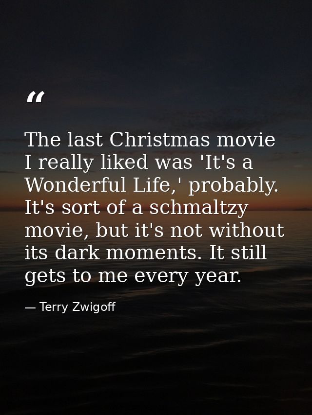 The last Christmas movie I really liked was 'It's a Wonderful Life,' probably. It's sort of a schmaltzy movie, but it's  — Terry Zwigoff