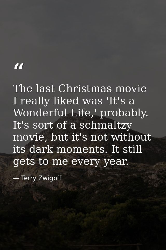 The last Christmas movie I really liked was 'It's a Wonderful Life,' probably. It's sort of a schmaltzy movie, but it's  — Terry Zwigoff