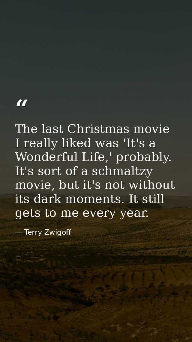 The last Christmas movie I really liked was 'It's a Wonderful Life,' probably. It's sort of a schmaltzy movie, but it's  — Terry Zwigoff