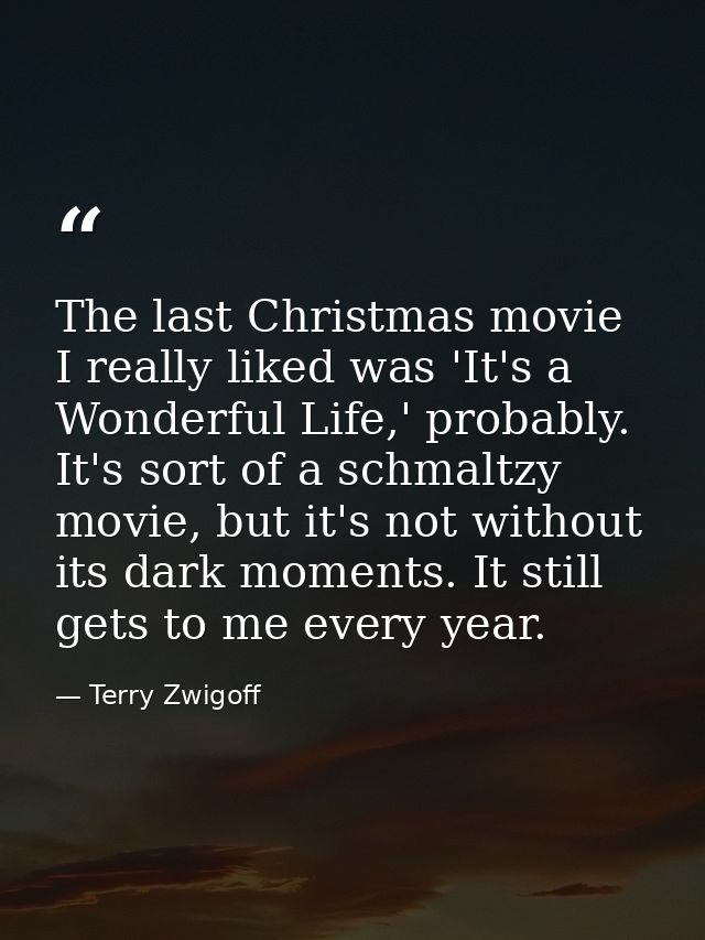 The last Christmas movie I really liked was 'It's a Wonderful Life,' probably. It's sort of a schmaltzy movie, but it's  — Terry Zwigoff