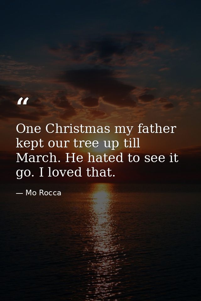 One Christmas my father kept our tree up till March. He hated to see it go. I loved that. — Mo Rocca
