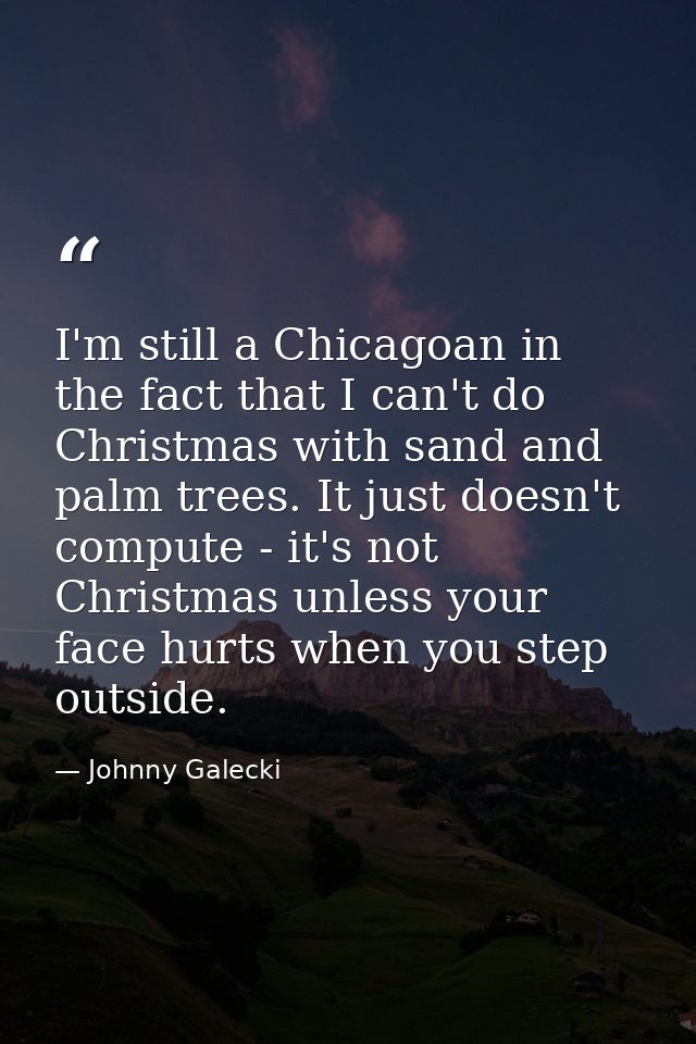I'm still a Chicagoan in the fact that I can't do Christmas with sand and palm trees. It just doesn't compute - it's not — Johnny Galecki