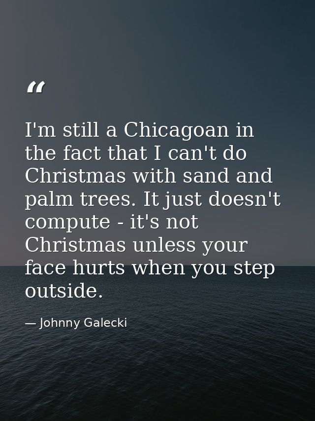 I'm still a Chicagoan in the fact that I can't do Christmas with sand and palm trees. It just doesn't compute - it's not — Johnny Galecki