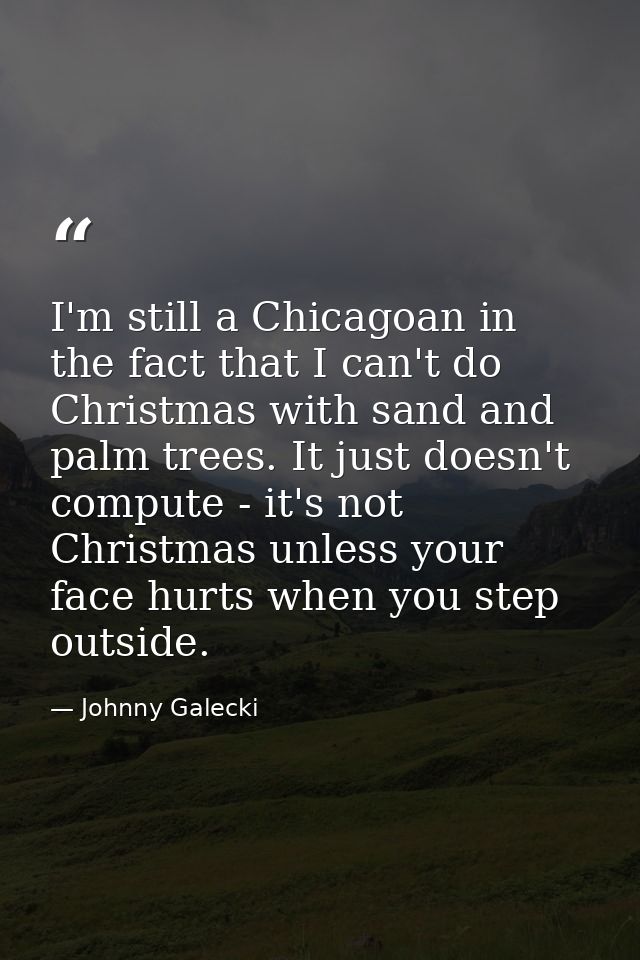 I'm still a Chicagoan in the fact that I can't do Christmas with sand and palm trees. It just doesn't compute - it's not — Johnny Galecki