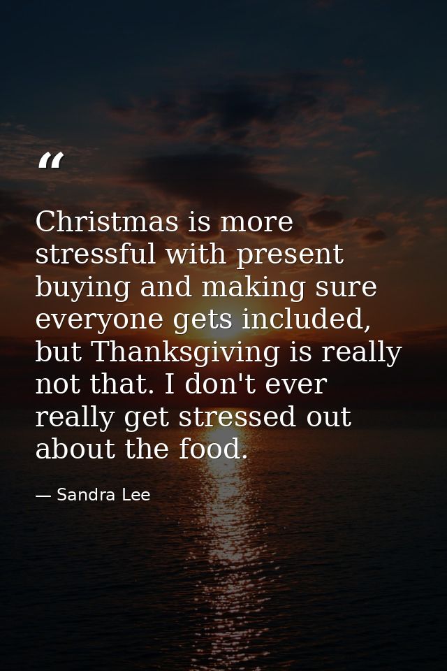 Christmas is more stressful with present buying and making sure everyone gets included, but Thanksgiving is really not t — Sandra Lee