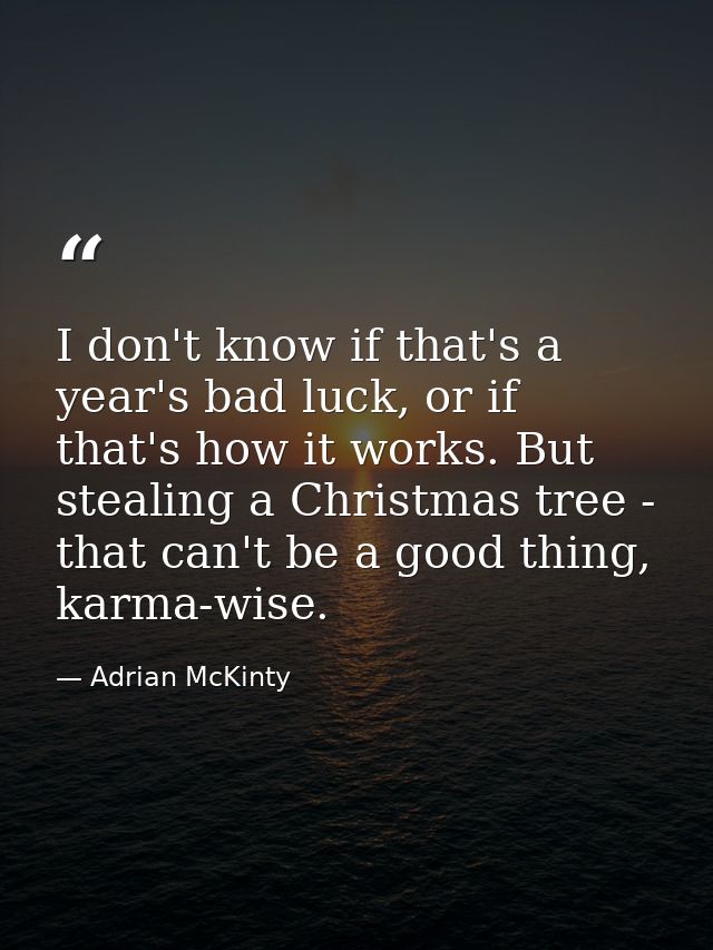 I don't know if that's a year's bad luck, or if that's how it works. But stealing a Christmas tree - that can't be a goo — Adrian McKinty