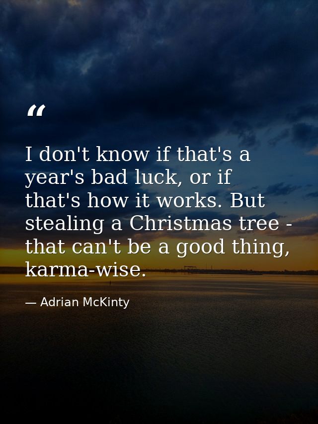 I don't know if that's a year's bad luck, or if that's how it works. But stealing a Christmas tree - that can't be a goo — Adrian McKinty