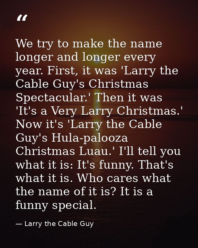 We try to make the name longer and longer every year. First, it was 'Larry the Cable Guy's Christmas Spectacular.' Then  — Larry the Cable Guy