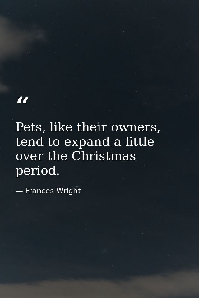 Pets, like their owners, tend to expand a little over the Christmas period. — Frances Wright