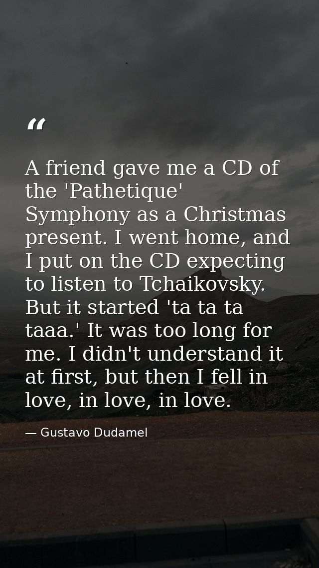 A friend gave me a CD of the 'Pathetique' Symphony as a Christmas present. I went home, and I put on the CD expecting to — Gustavo Dudamel