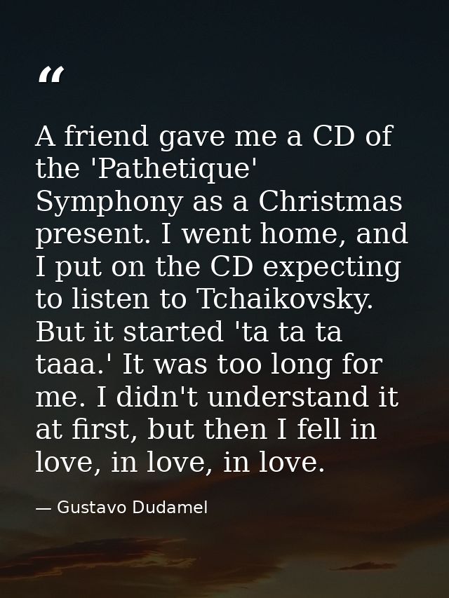 A friend gave me a CD of the 'Pathetique' Symphony as a Christmas present. I went home, and I put on the CD expecting to — Gustavo Dudamel