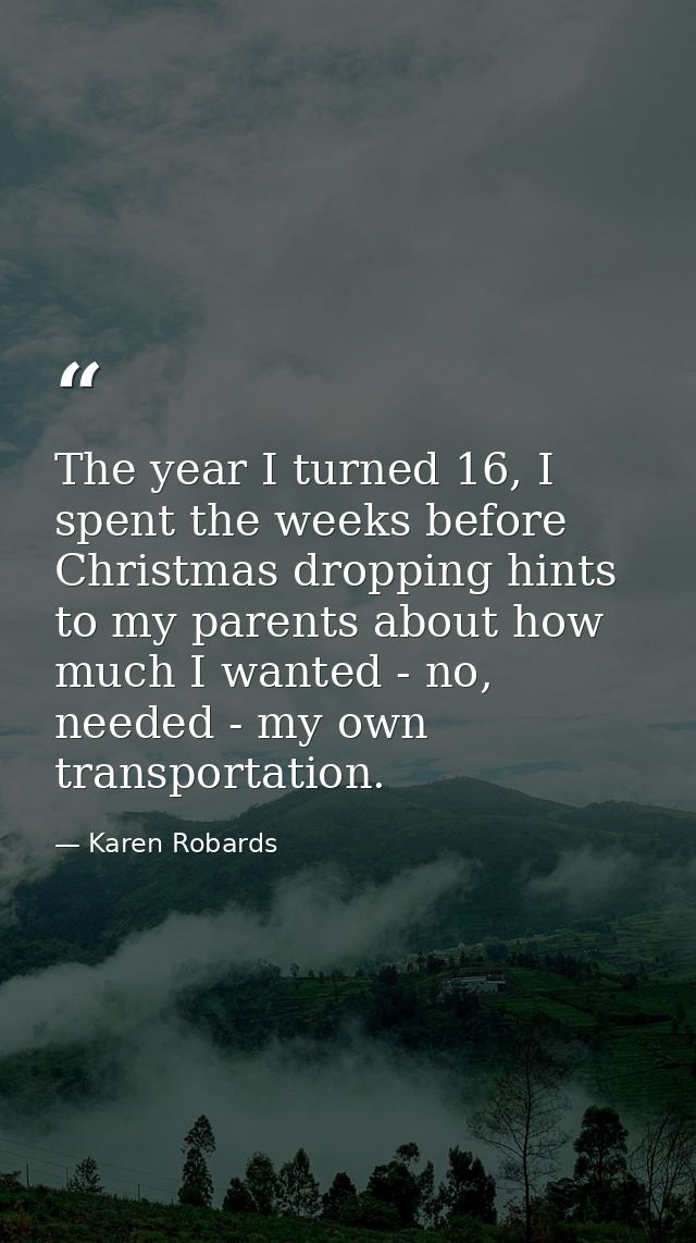 The year I turned 16, I spent the weeks before Christmas dropping hints to my parents about how much I wanted - no, need — Karen Robards