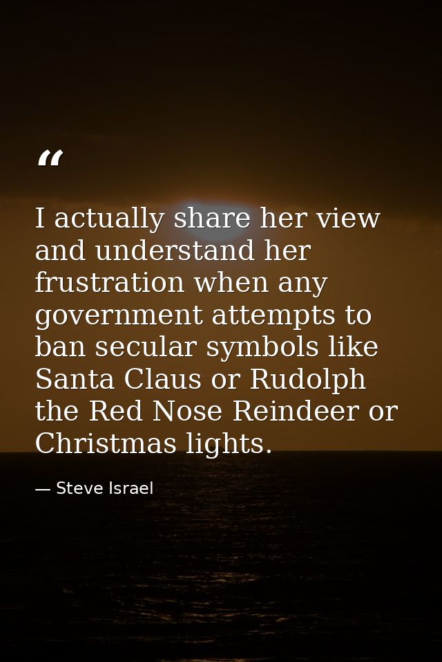 I actually share her view and understand her frustration when any government attempts to ban secular symbols like Santa  — Steve Israel