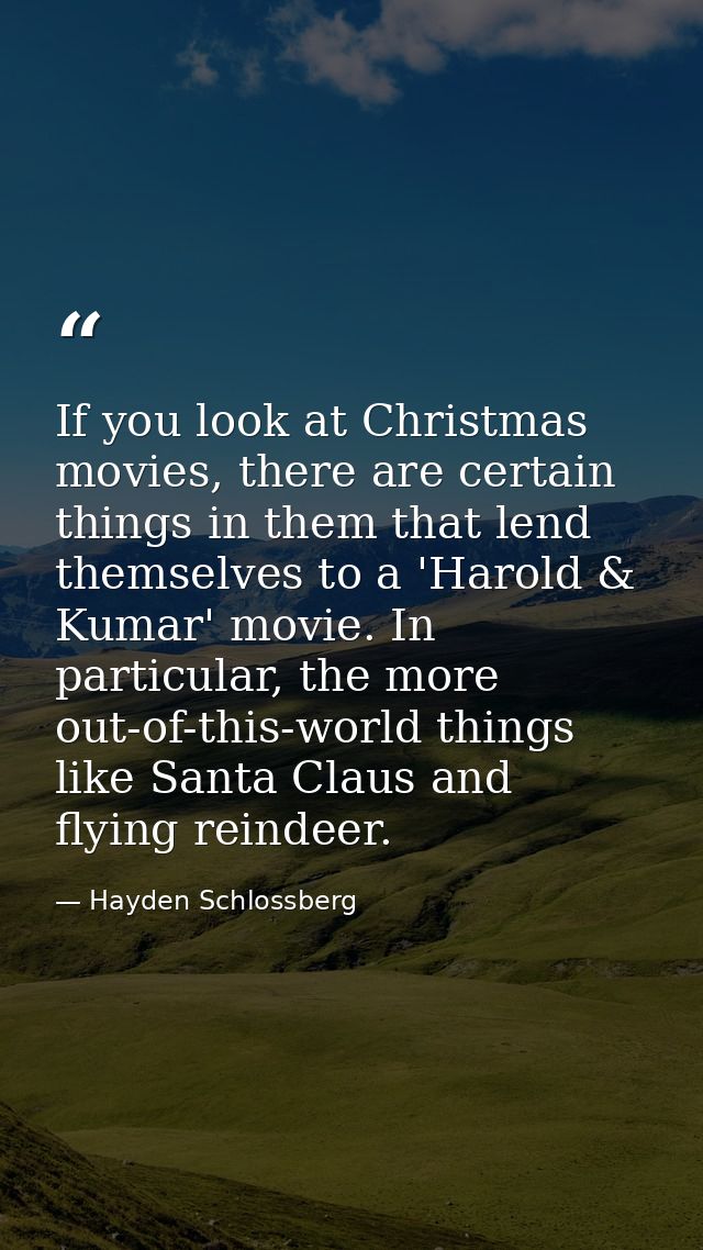 If you look at Christmas movies, there are certain things in them that lend themselves to a 'Harold & Kumar' movie. In p — Hayden Schlossberg
