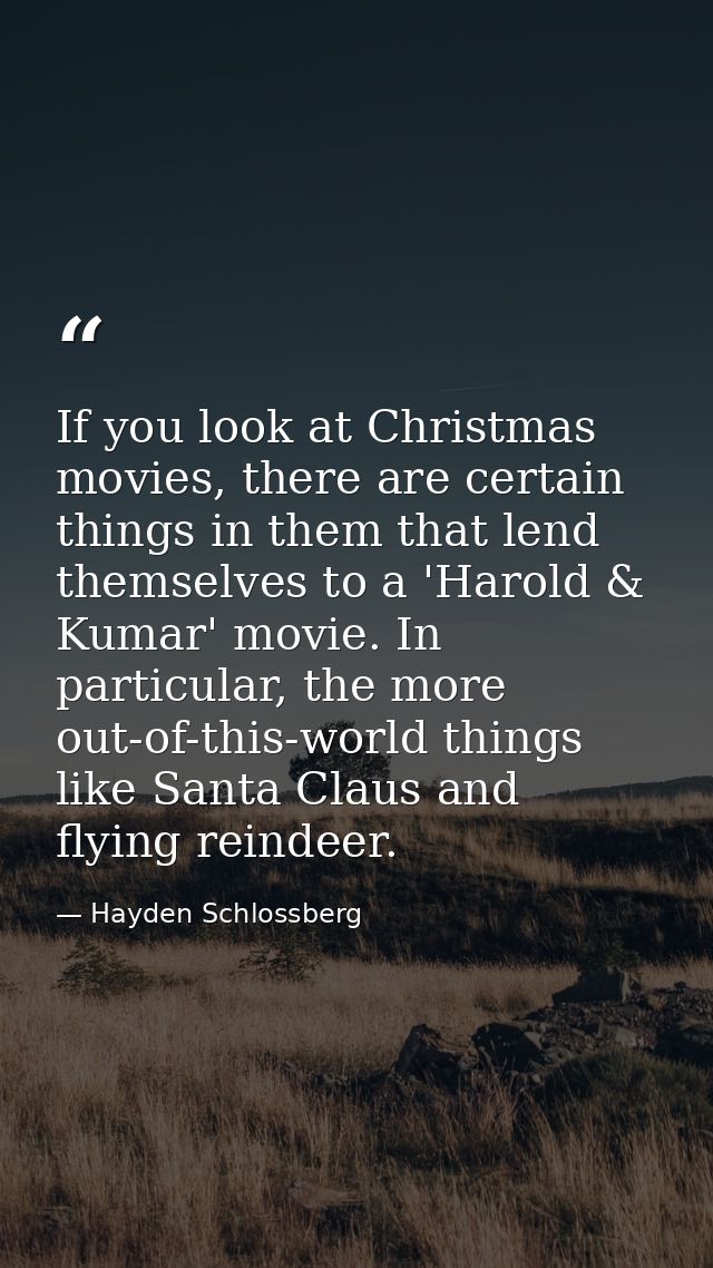 If you look at Christmas movies, there are certain things in them that lend themselves to a 'Harold & Kumar' movie. In p — Hayden Schlossberg
