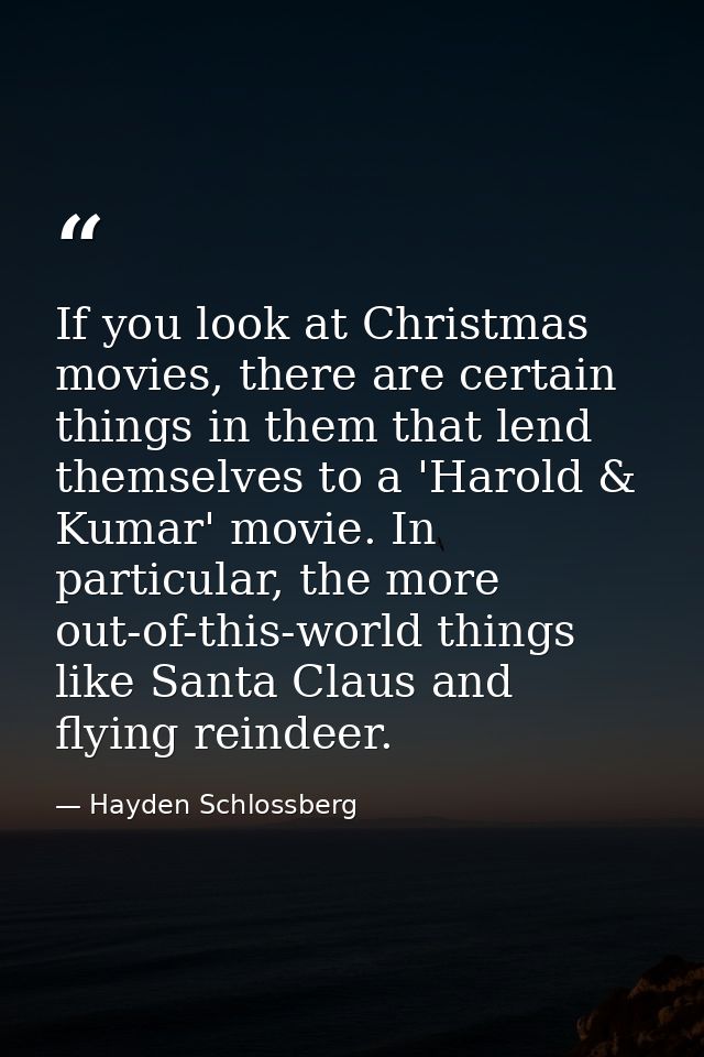 If you look at Christmas movies, there are certain things in them that lend themselves to a 'Harold & Kumar' movie. In p — Hayden Schlossberg