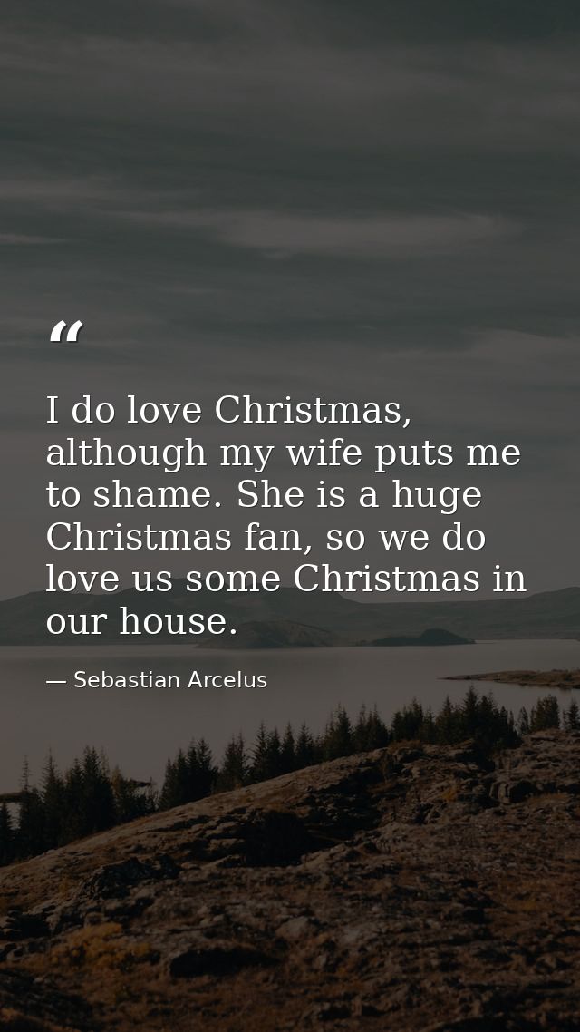 I do love Christmas, although my wife puts me to shame. She is a huge Christmas fan, so we do love us some Christmas in  — Sebastian Arcelus