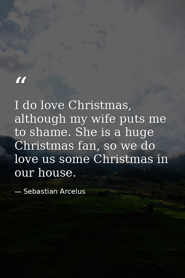 I do love Christmas, although my wife puts me to shame. She is a huge Christmas fan, so we do love us some Christmas in  — Sebastian Arcelus