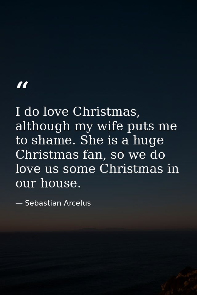 I do love Christmas, although my wife puts me to shame. She is a huge Christmas fan, so we do love us some Christmas in  — Sebastian Arcelus