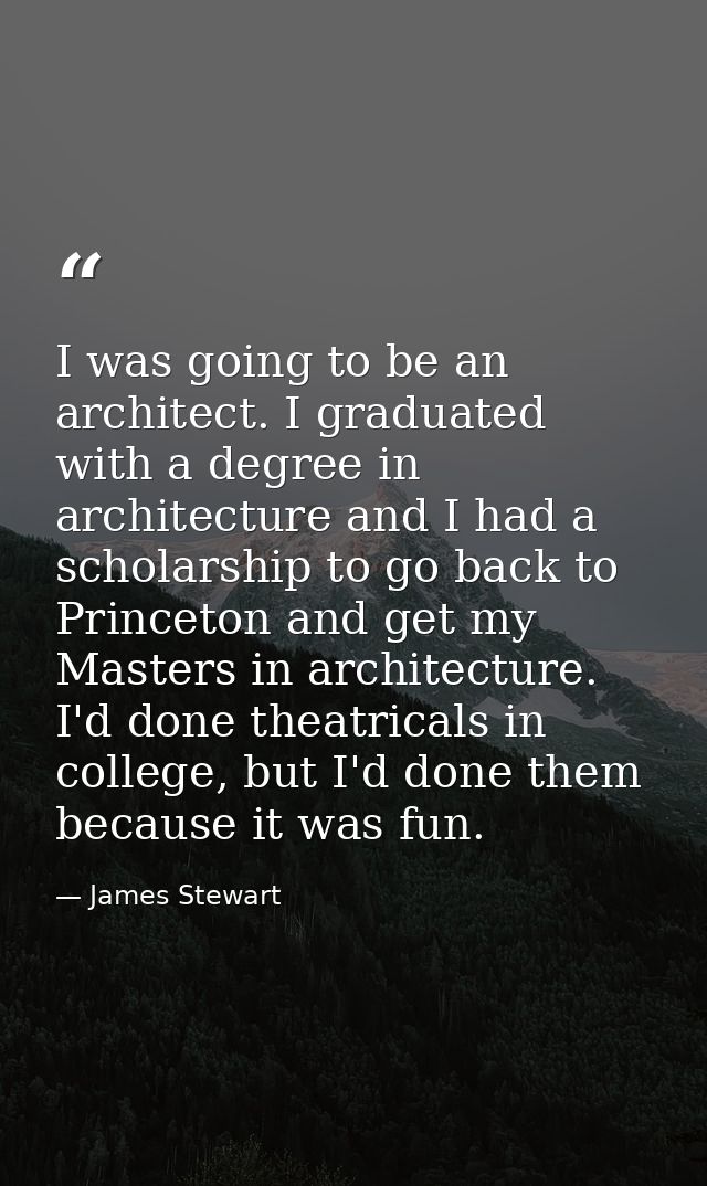 I was going to be an architect. I graduated with a degree in architecture and I had a scholarship to go back to Princeto — James Stewart