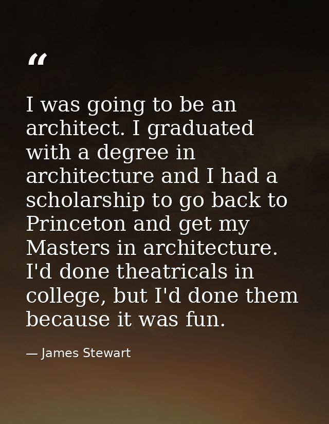 I was going to be an architect. I graduated with a degree in architecture and I had a scholarship to go back to Princeto — James Stewart