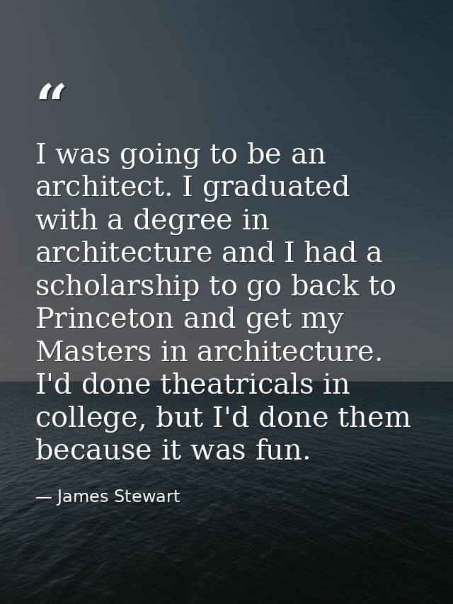 I was going to be an architect. I graduated with a degree in architecture and I had a scholarship to go back to Princeto — James Stewart