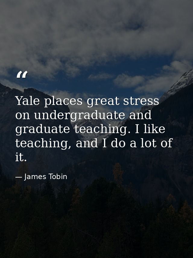 Yale places great stress on undergraduate and graduate teaching. I like teaching, and I do a lot of it. — James Tobin