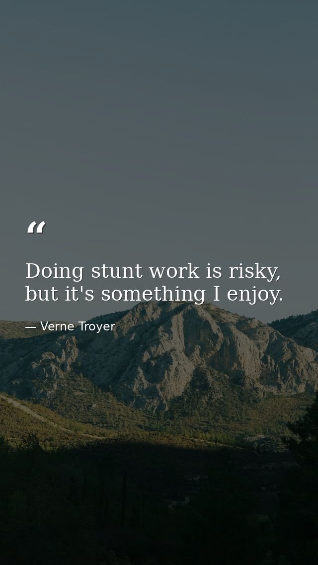 Doing stunt work is risky, but it's something I enjoy. — Verne Troyer