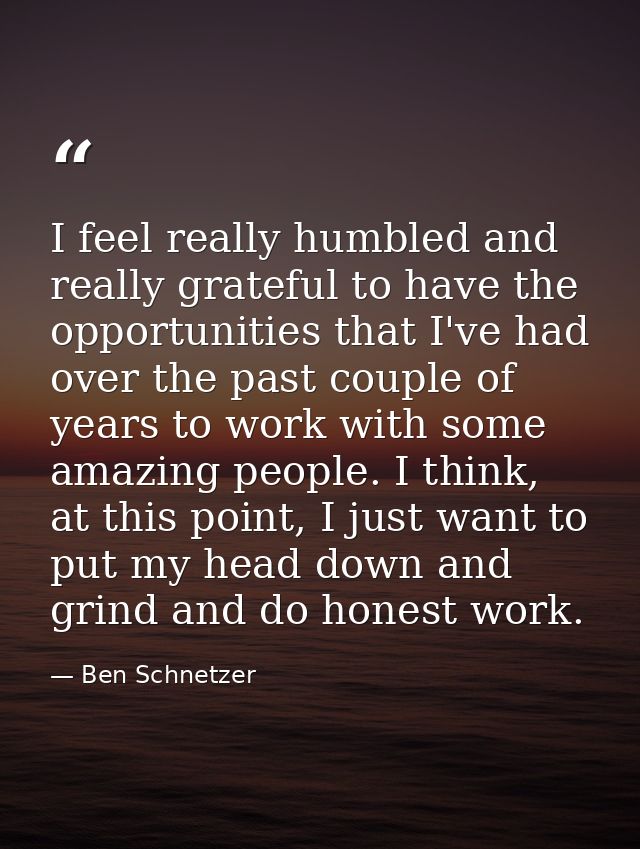 I feel really humbled and really grateful to have the opportunities that I've had over the past couple of years to work  — Ben Schnetzer