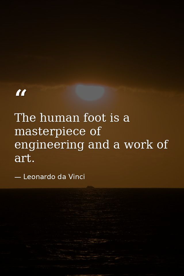 The human foot is a masterpiece of engineering and a work of art. — Leonardo da Vinci